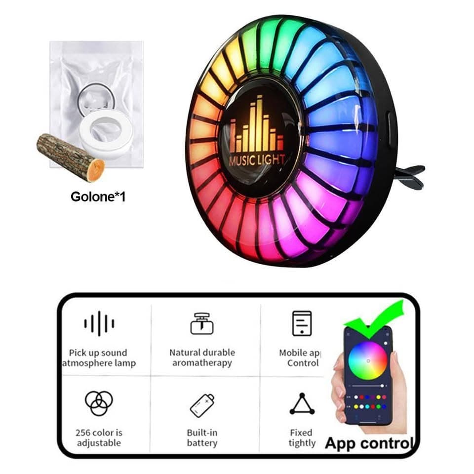 AMBIENTAL PARA CARRO CON LUZ RÍTMICA + APP BLUETOOH