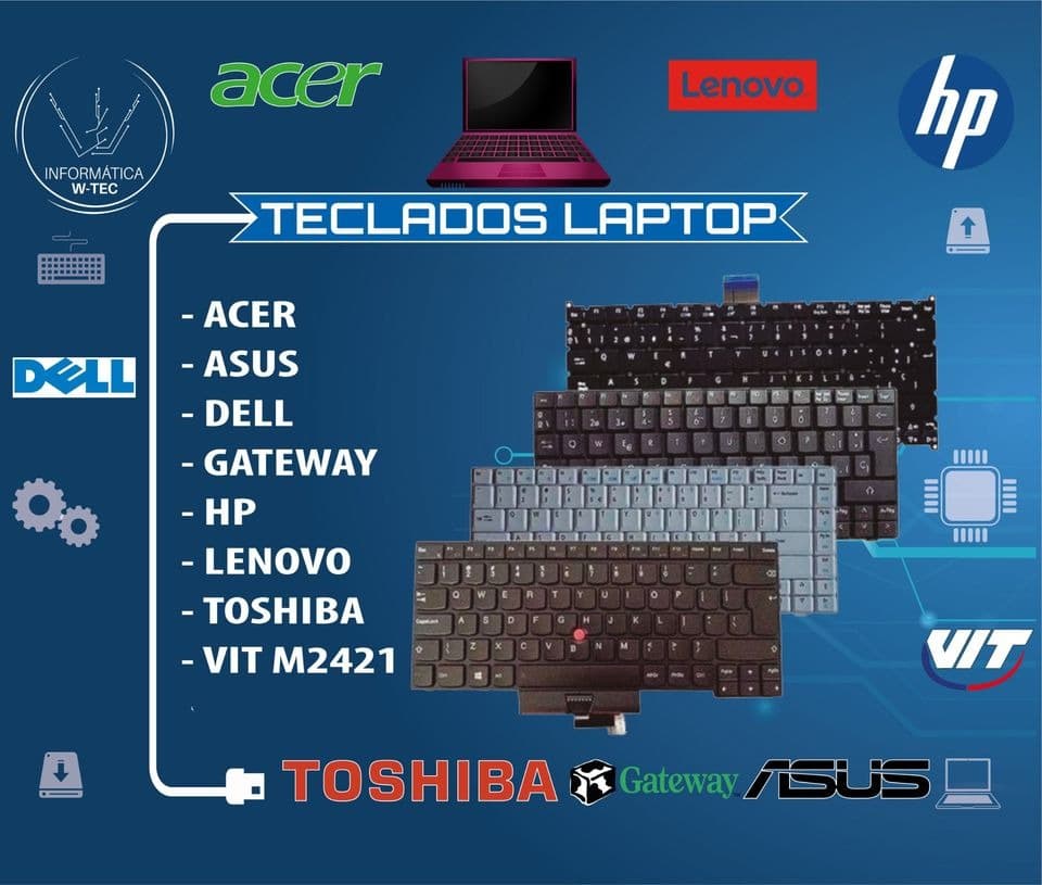 TECLADOS PARA LAPTOP HP ACER LENOVO GATEWAY DELL TOSHIBA